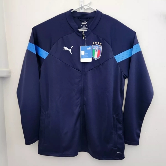 Puma Italia FIGC Size XL Blue Coach Training Jacket Drycell Slim Fit 767073-04 - Picture 1 of 12